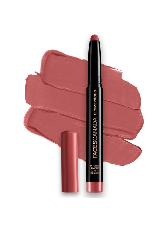 FACES CANADA Ultime Pro HD Intense Matte Lipstick + Primer - Tea Rose (Nude), 1.4g | 9HR Long Stay | Flawless HD Matte Finish | Intense Color | Lightweight | Smooth Glide | Primer Infused