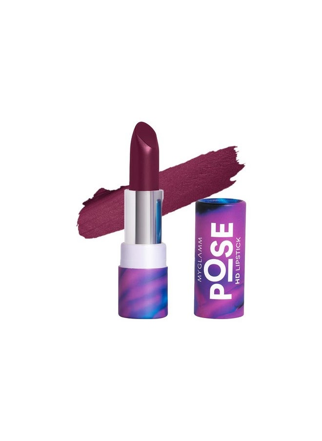 MyGlamm POSE HD Lipstick-Merlot (Red)-4 gm | Matte Lipstick | Enriched with Moringa oil & Vitamin E | Long-lasting & Moisturising