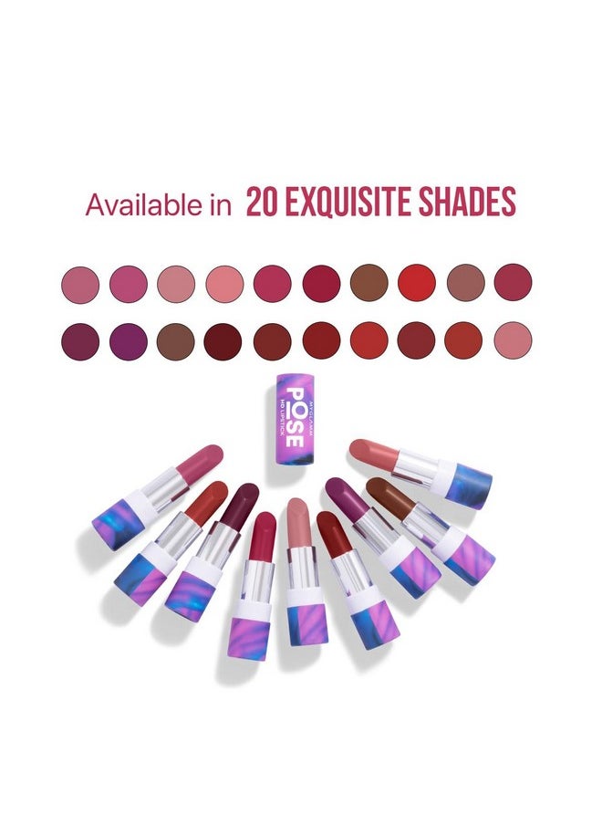 MyGlamm POSE HD Lipstick-Merlot (Red)-4 gm | Matte Lipstick | Enriched with Moringa oil & Vitamin E | Long-lasting & Moisturising