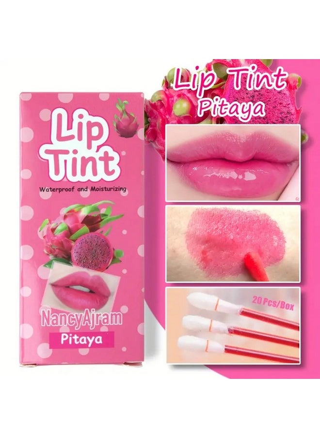 SWETIYOU Lip Tint Cotton Swab, 20 Pcs Waterproof Non-Stick Cotton Swab Lipstick Long Lasting Q Tip Lip Tint Stain, Cute Lip Makeup Products(Pitaya)