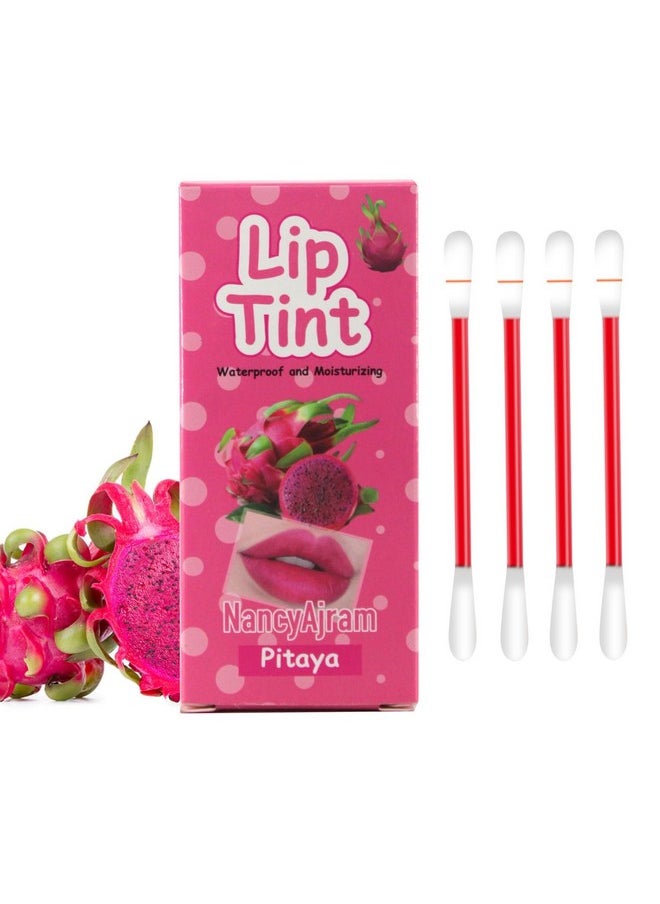 SWETIYOU Lip Tint Cotton Swab, 20 Pcs Waterproof Non-Stick Cotton Swab Lipstick Long Lasting Q Tip Lip Tint Stain, Cute Lip Makeup Products(Pitaya)