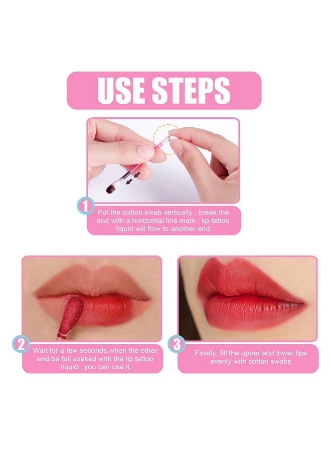SWETIYOU Lip Tint Cotton Swab, 20 Pcs Waterproof Non-Stick Cotton Swab Lipstick Long Lasting Q Tip Lip Tint Stain, Cute Lip Makeup Products(Pitaya)