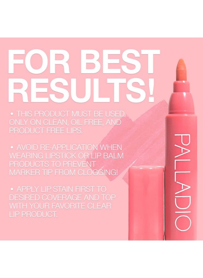 Palladio Lip Stain, Hydrating and Waterproof Formula, Matte Color Look, Longlasting All Day Wear Lip Color, Smudge Proof Natural Finish, Precise Chisel Tip Marker, Rose