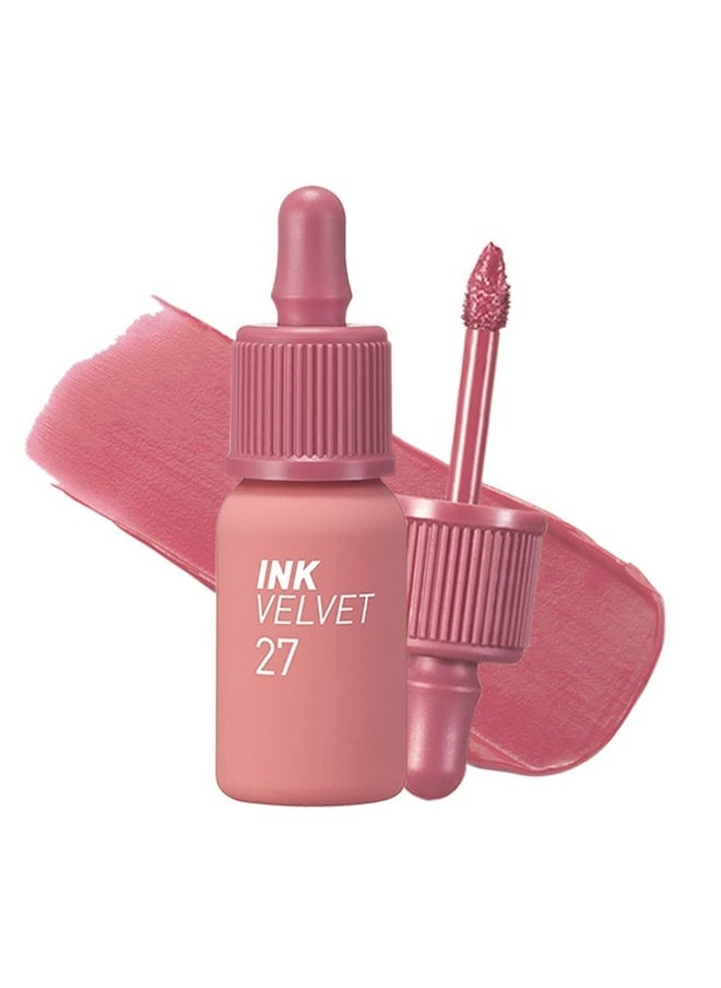 Peripera Ink the Velvet Lip Tint - High Pigment Color, Longwear, Weightless, Not Animal Tested, Gluten-Free, Paraben-Free (027 STRAWBERRY NUDE (NEW))