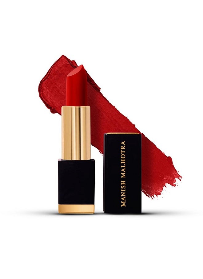 MyGlamm Manish Malhotra Hi-Shine Lipstick - Ruby Runway - 4gm | Fierce Red Shade | Lightweight, Long-wear Lipsticks | UVB Protection, High Coverage, Cruelty Free | Glossy Finish