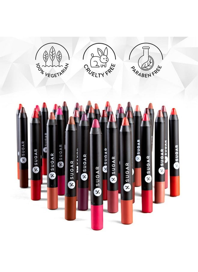 SUGAR Cosmetics Matte As Hell Crayon Lipstick - 15 Stephanie Plum (Plum Mauve) with Sharpener Highly Pigmented, Creamy Texture, Long Lasting Matte Finish