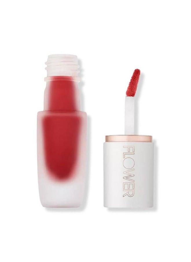 FLOWER BEAUTY By Drew Barrymore Perfect Pout Lip Color - Soft Matte Finish - Liquid Lipstick - Comfortable + Lightweight Feel (Icon)