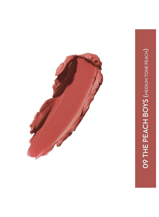 SUGAR Cosmetics Matte Attack Transferproof Lipstick09 The Peach Boys (Midtoned Peach With Hints Of Red And Brown) Moisturiser, Long Lasting, Matte Finish