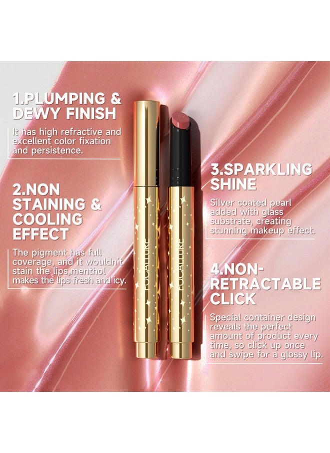 FOCALLURE Shimmer Lipstick,Moisturizing Plumping Lip Gloss,Shimmery Glossy Finish,Hydrating,Long Lasting,Non-Stick Cup Lip Makeup,High Shine for Plumper Looking Lips,Mellow