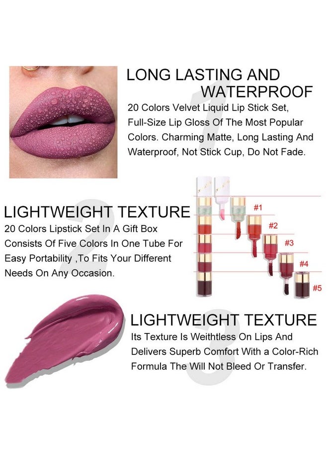 evpct 20 Colors Liquid Matte Lipstick Set, Lip Stain Packs for Dark Skin Women,Dark Red Mat Matt Long Lasting Original 24 Hour lipstick lapiz labiales mate 24 horas originales mate