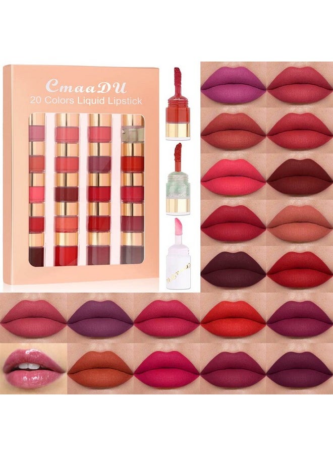 evpct 20 Colors Liquid Matte Lipstick Set, Lip Stain Packs for Dark Skin Women,Dark Red Mat Matt Long Lasting Original 24 Hour lipstick lapiz labiales mate 24 horas originales mate