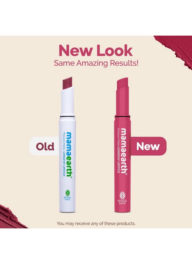 Mamaearth Moisture Matte Longstay Lipstick With Avocado Oil & Vitamin E For 12 Hour Long Stay-03 Candyfloss Pink - 2 G