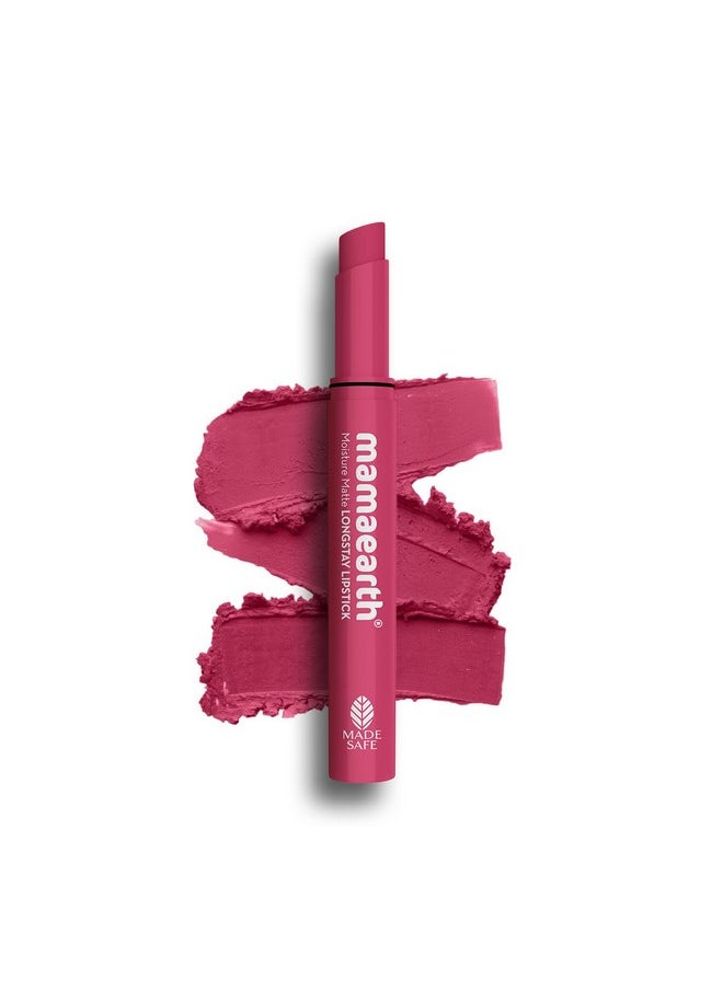 Mamaearth Moisture Matte Longstay Lipstick With Avocado Oil & Vitamin E For 12 Hour Long Stay-03 Candyfloss Pink - 2 G