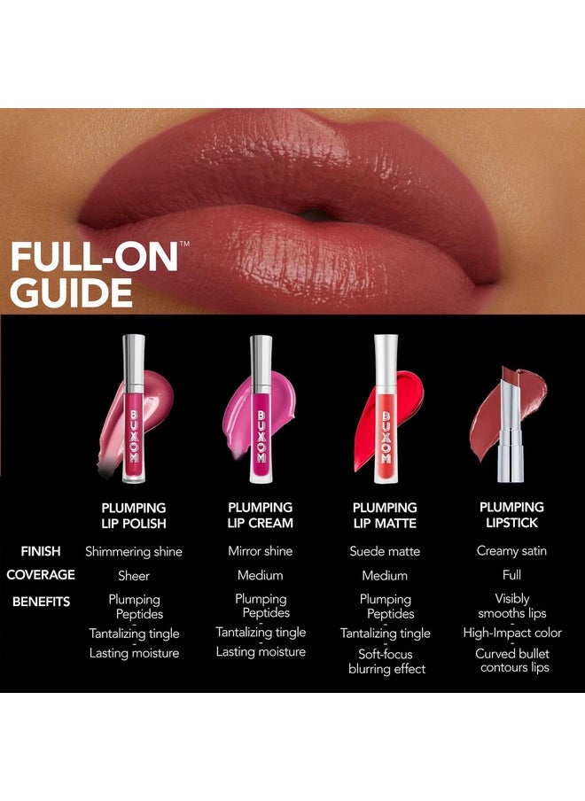 BUXOM Full-On Plumping Satin Lipstick, Formulated with Hyaluronic Acid & Sunflower Wax, Moisturizing Creamy Lipstick, Satin Finish, Weightless
