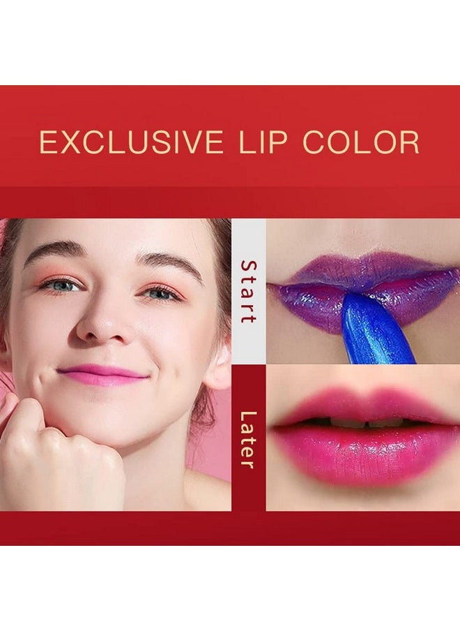 Yeweian 2 Pcs Magic Black Blue Lipstick Set, Shimmer Color Changing Lipstick(Blue Changed into Pink,Black Change into Brick Red),Natural Moisturizing Lip Balm Labiales Magicos Nutritious Lazy Lipstick