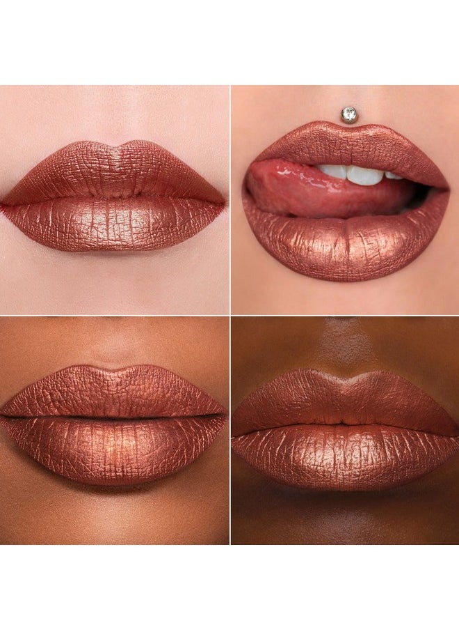 MAKI YIKA Metallic Lipsticks Long Lasting Brown Lipstick for Women, High Shine Glitter Lipstick No Smudge Transferproof iquid Lip Gloss (BR09 Celebration)