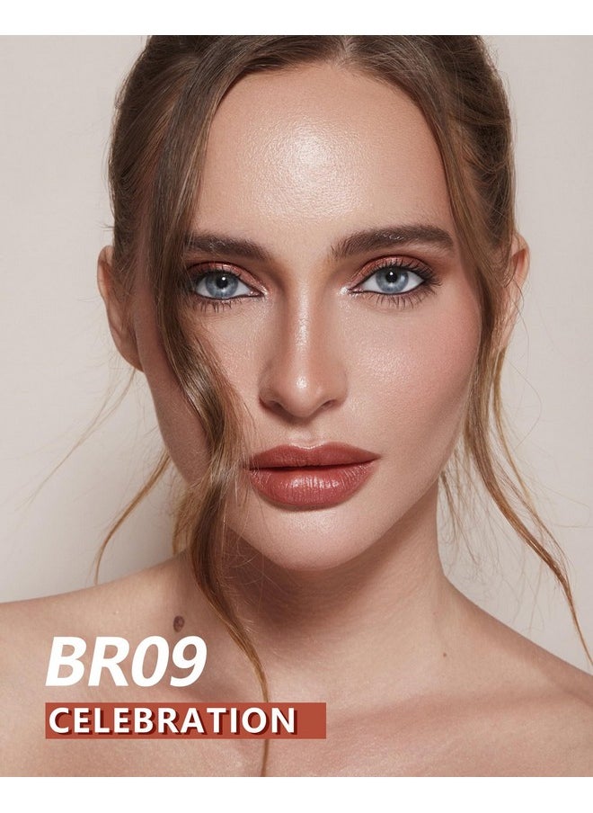 MAKI YIKA Metallic Lipsticks Long Lasting Brown Lipstick for Women, High Shine Glitter Lipstick No Smudge Transferproof iquid Lip Gloss (BR09 Celebration)
