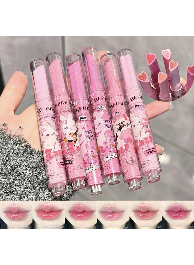 KTouler 6 Colors Cute Jelly Lipstick Set, Shine Hydrating Lip Gloss, Moisturizing Tinted Lip Balm, Smooth Nourishing Lip Care Lip Tint with Gift Box