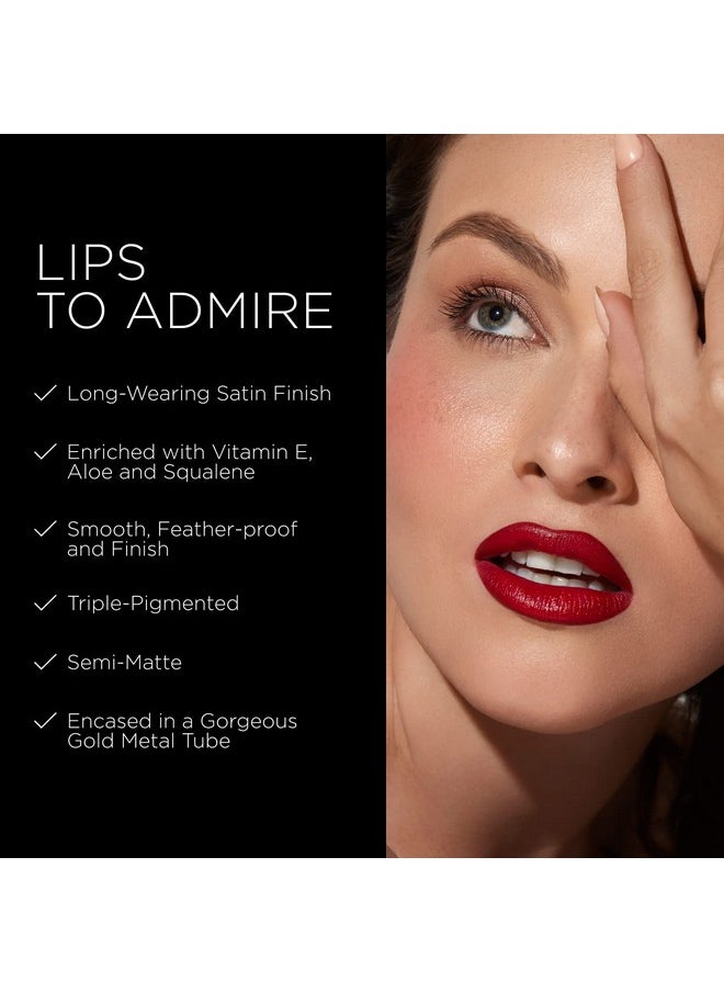 BESAME Cherry Red Lipstick 1935 Vintage Shade, Cool, Ripe Dark Red, Great for Medium to Deep Skin, With Moisturizing Vitamin E, Satin Finish, Long-Lasting Lip-Stick Color or Matte Lip Stain