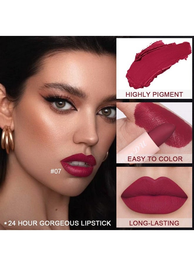 evpct 5Pcs Dark Orange Red Pink Mauve Matte Lipstick Pack Sets for Women Red Silky Velvet Lipstick Matte Long Lasting Smudge Proof Lipstick Lip Stain Makeup Sets Kit matte lipstick 24 hours original 3