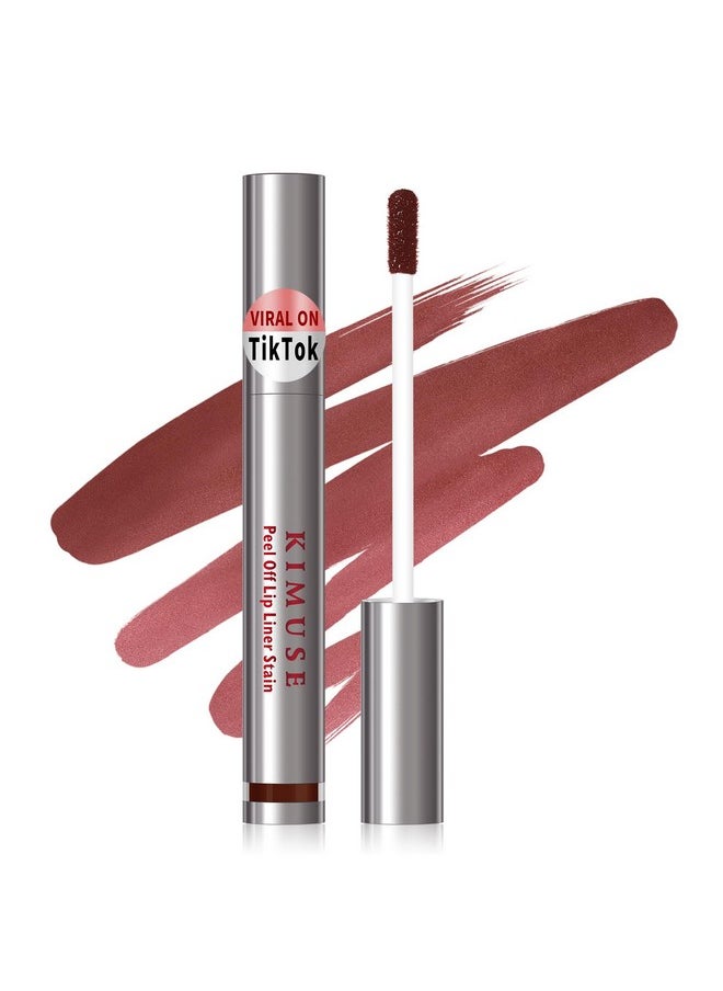 KIMUSE Peel Off Lip Liner Stain, Long Lasting Lip Tint Stain Peel Off, Waterproof, Transfer-Proof, Highly Pigmented Color Peel Off Lip Stain Liner, Matte Finish