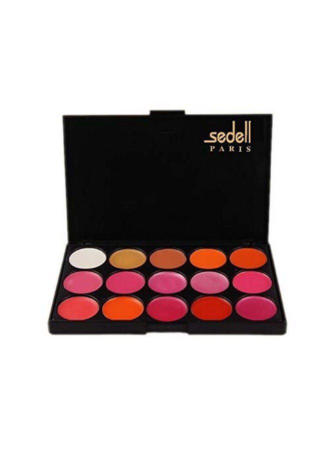 Sedell Professional Long Lasting Waterproof Matte Lipstick Palette Set Of 15, Multicolor, 2 g