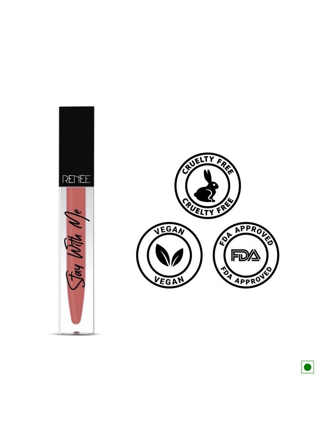 RENEE Stay With Me Matte Lip Color, Long Lasting, Non Transfer, Water & Smudge Proof, Light Weight Liquid Lipstick, Envy for Coral, 5ml