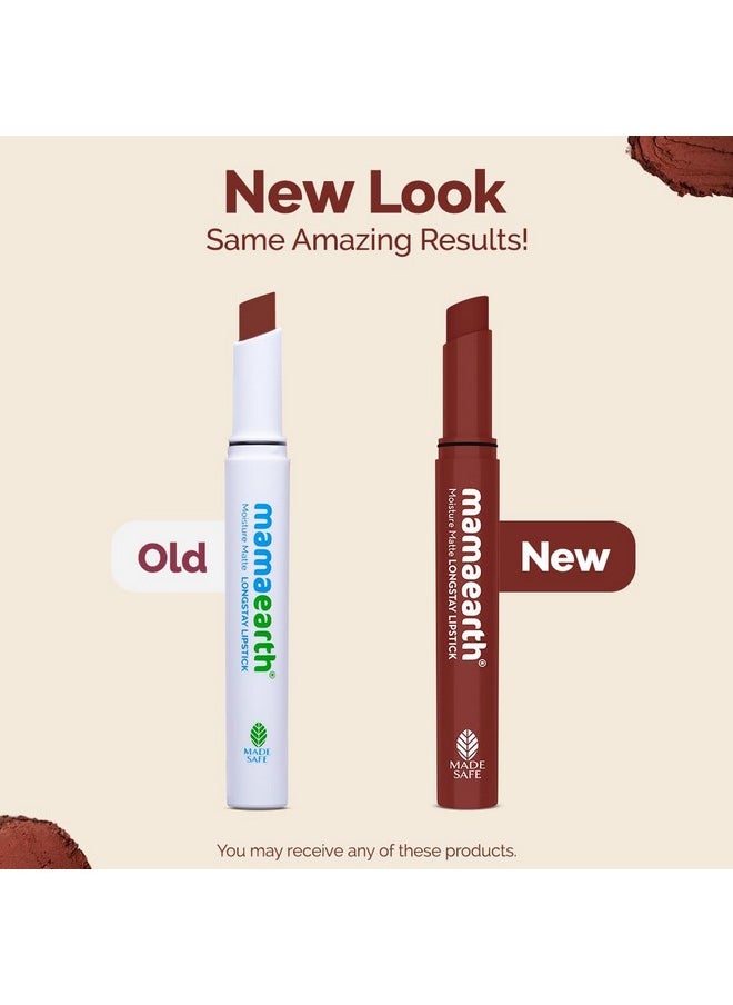 Mamaearth Moisture Matte Longstay Lipstick with Avocado Oil & Vitamin E for 12 Hour Long Stay - 2 g (Hazelnut Brown)
