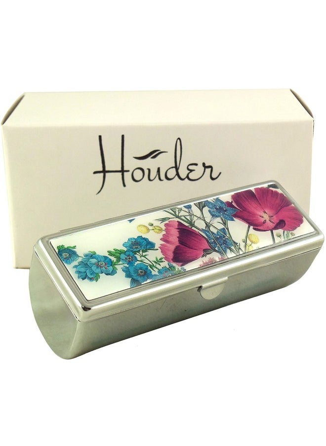 Houder Designer Lipstick Case with Mirror for Purse - Decorative Lipstick Holder with Gift Box - Velvet Lined - Protect Your Lipsticks in Style (Violets)