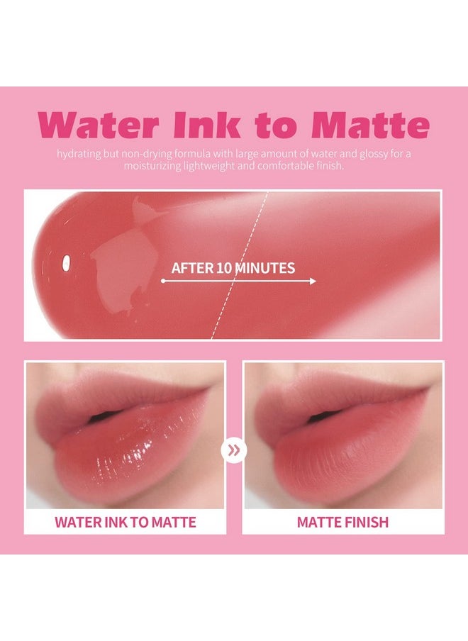 KIMUSE Water Gel Lip Tint 6 Colors Set, Highly Pigmented Long Lasting Moisturizing Glossy Lip Stains, Hydrate Lightweight Lip Gloss Makeup