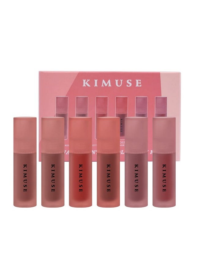 KIMUSE Water Gel Lip Tint 6 Colors Set, Highly Pigmented Long Lasting Moisturizing Glossy Lip Stains, Hydrate Lightweight Lip Gloss Makeup