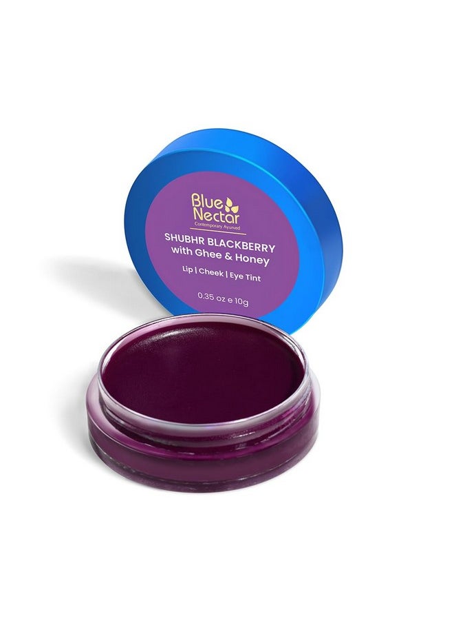 Blue Nectar Lip Tint Stain for Luscious Tinted Lips | Natural Blackberry Lip Moisturizer for Dry Skin | Organic Lip, Cheek & Eye Tint (0.35 Oz)