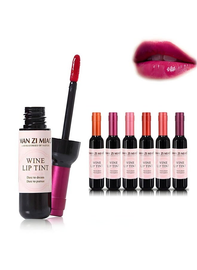 VOLLUCK Wine Liquid Lipstick, Lady Long Lasting Make Up Gloss Matte Lip Tint Wine Bottle Cover, Waterproof, Valentine's Day Gift Kit Ideas for Girlfriend, Mom, Friend (6 Colors)