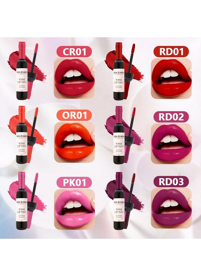 VOLLUCK Wine Liquid Lipstick, Lady Long Lasting Make Up Gloss Matte Lip Tint Wine Bottle Cover, Waterproof, Valentine's Day Gift Kit Ideas for Girlfriend, Mom, Friend (6 Colors)