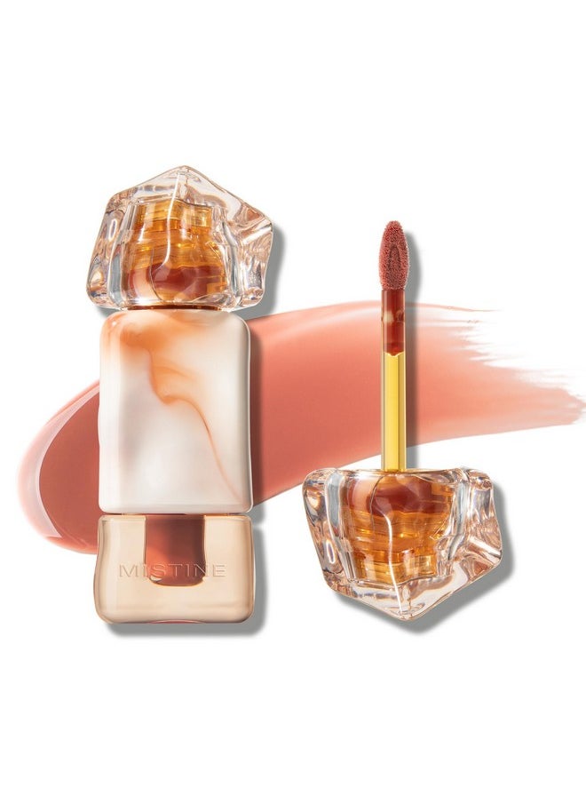 Mistine Makeup Lip Gloss Lip Plumber Non-sticky Tinted Lip Gloss Infused with 1% Peptide Moisturizing Shiny Lip Tint Hydrating Lifter Gloss Lightweight Feeling Lip Oil J01 Until Sunset 0.1 fl oz