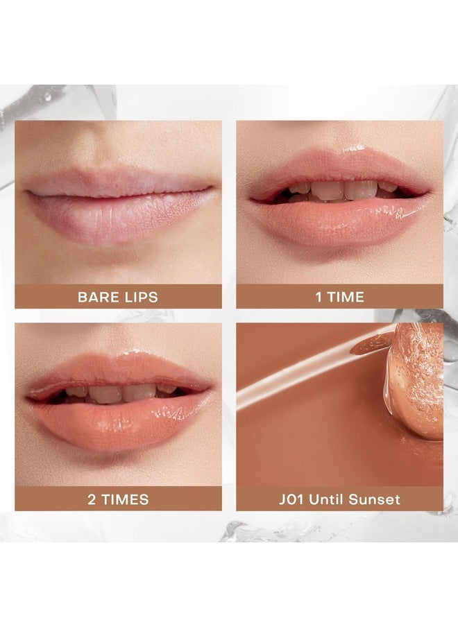 Mistine Makeup Lip Gloss Lip Plumber Non-sticky Tinted Lip Gloss Infused with 1% Peptide Moisturizing Shiny Lip Tint Hydrating Lifter Gloss Lightweight Feeling Lip Oil J01 Until Sunset 0.1 fl oz