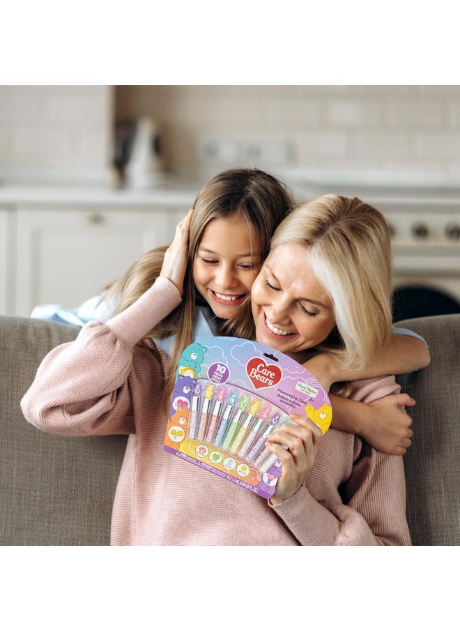 Townley Girl Care Bears 10 Piece Plant Based Lip Gloss, Girls Party Favors, First Makeup Set for Girl, Perfect for Parties, Sleepovers, and Birthday Gifts, Ages 3