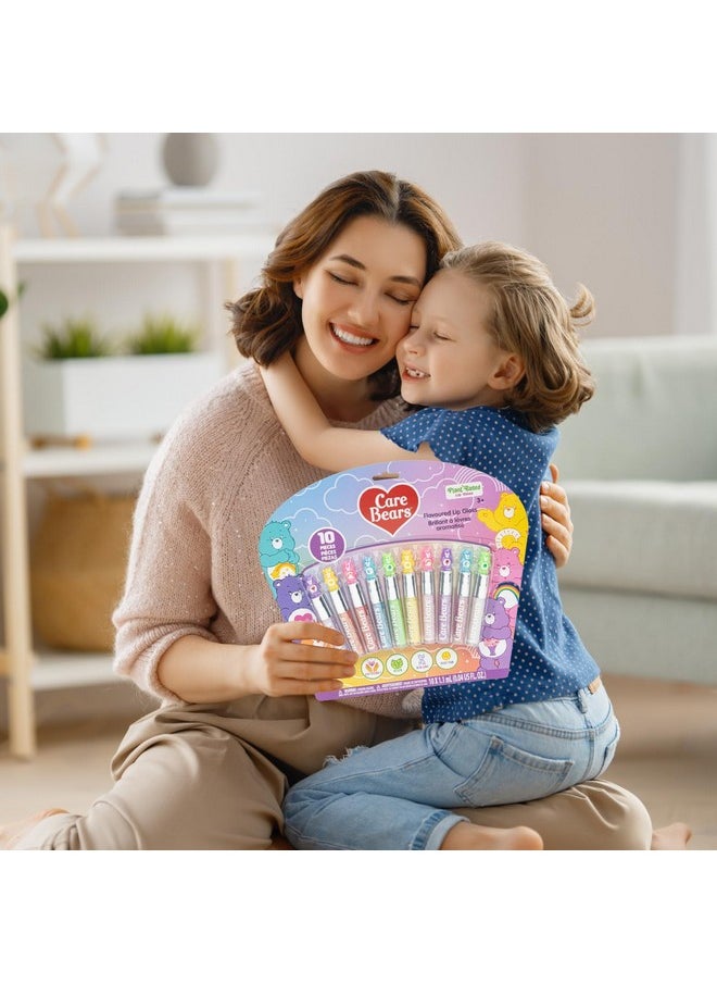 Townley Girl Care Bears 10 Piece Plant Based Lip Gloss, Girls Party Favors, First Makeup Set for Girl, Perfect for Parties, Sleepovers, and Birthday Gifts, Ages 3