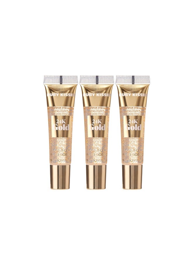 Ruby Kisses 24K Gold Oil Lip Gloss (6 Count, Gold & Rose Gold)