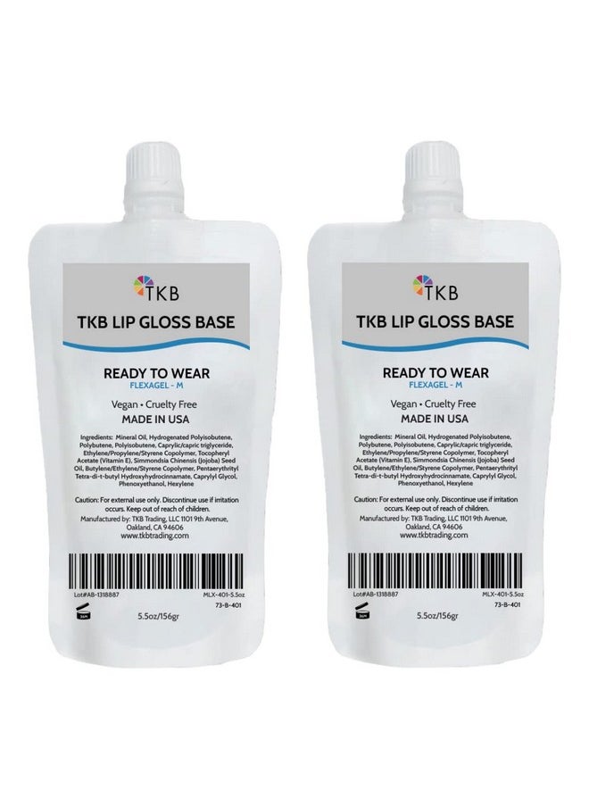 TKB Lip Gloss Base (Flexagel M) | Ready-to-Wear| Moisturizing, High Shine, Crystal Clear, Vegan and Cruelty free| Made in USA. (11 oz (2 of 5.5 oz bag))