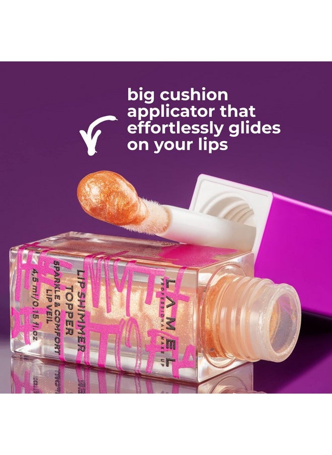 Lamel The Myth of Utopia Lip Gloss - Gold & Silver Flakes for Volume & Glow, Hydrating, Non-Sticky, Shimmery, Weightless Texture, Organic & Cruelty-Free - 4.5ml/0.15 fl.oz