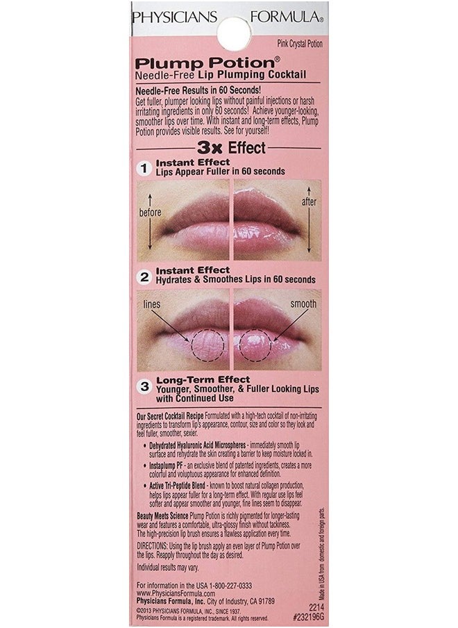 Physicians Formula Plump Potion™ Needle-Free Lip Plumping Cocktail Lip Gloss, Pink Crystal Potion, Hypoallergenic, Fragrance Free, Dermatologist Approved