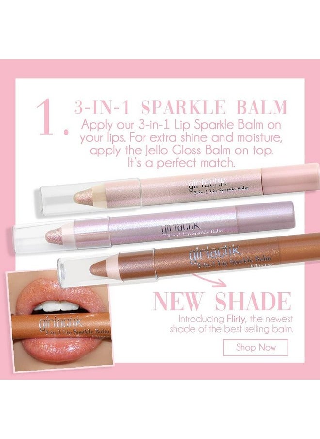 Girlactik 3-in-1 Lip Sparkle Balm - Luxurious Gloss Trio for Radiant Lips and Elegant Shine (Twinkle)