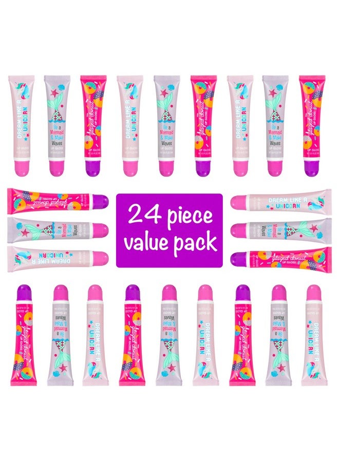 Expressions 24pc Flavored Lip Gloss for Kids and Teens - Unicorn Themed Lip Gloss in Assorted Fruity Flavors, Unicorn Gifts for Girls, Teen Girls Party Favors, Non Toxic Makeup