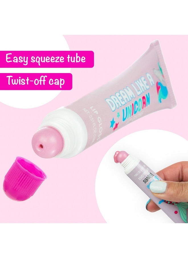 Expressions 24pc Flavored Lip Gloss for Kids and Teens - Unicorn Themed Lip Gloss in Assorted Fruity Flavors, Unicorn Gifts for Girls, Teen Girls Party Favors, Non Toxic Makeup
