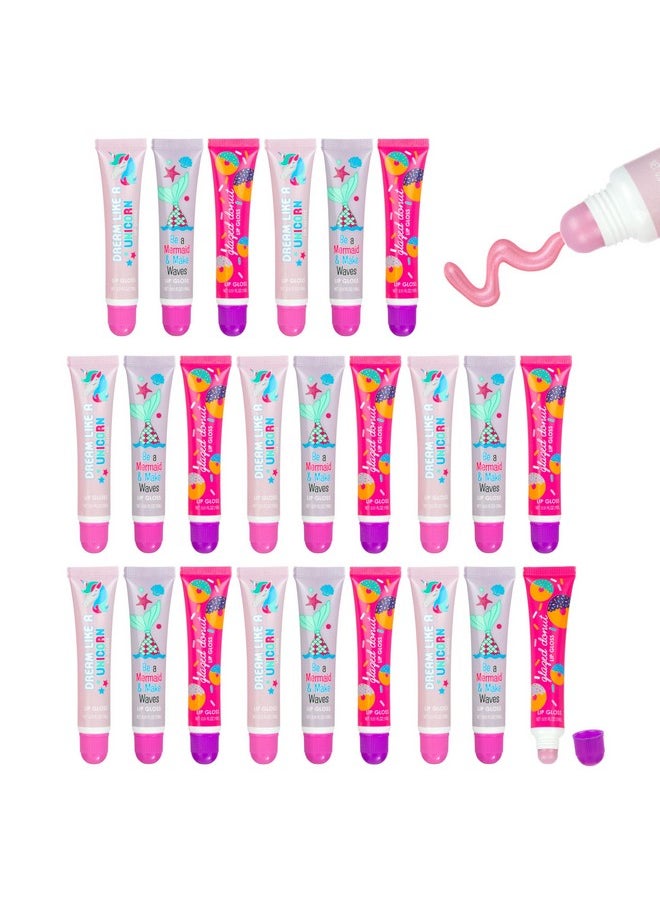 Expressions 24pc Flavored Lip Gloss for Kids and Teens - Unicorn Themed Lip Gloss in Assorted Fruity Flavors, Unicorn Gifts for Girls, Teen Girls Party Favors, Non Toxic Makeup