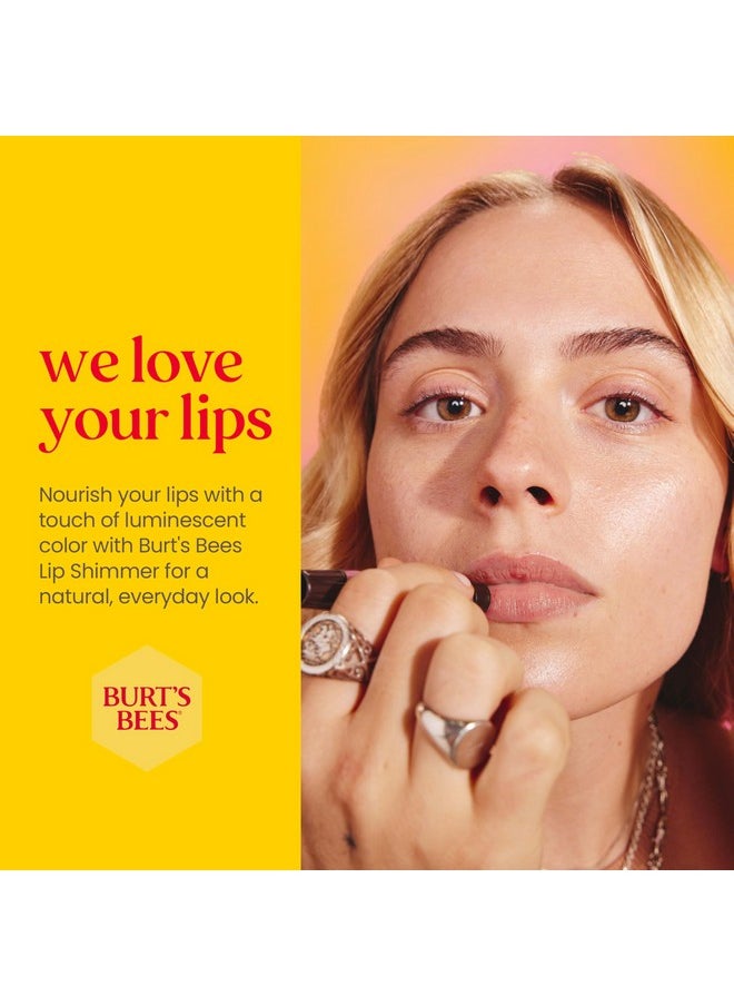 Burt's Bees Lip Shimmer Peony; Warm, Luminescent Color; High Impact, Instant Moisture; with Shea and Cocoa Butters; 100% Natural Origin; Pack of 9. (Packaging May Vary)