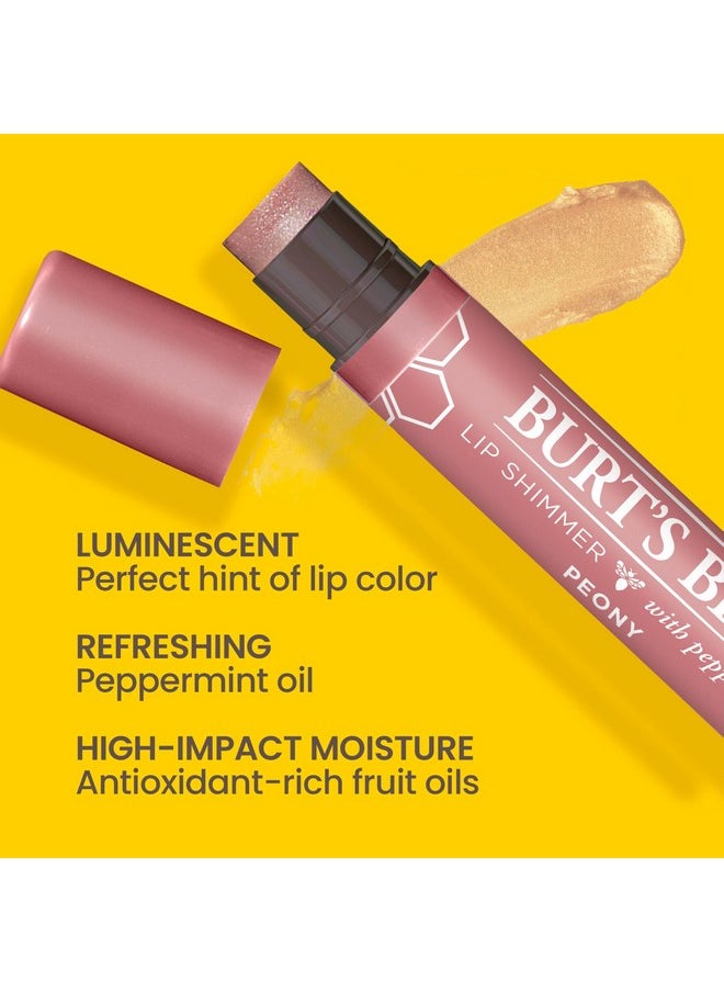Burt's Bees Lip Shimmer Peony; Warm, Luminescent Color; High Impact, Instant Moisture; with Shea and Cocoa Butters; 100% Natural Origin; Pack of 9. (Packaging May Vary)