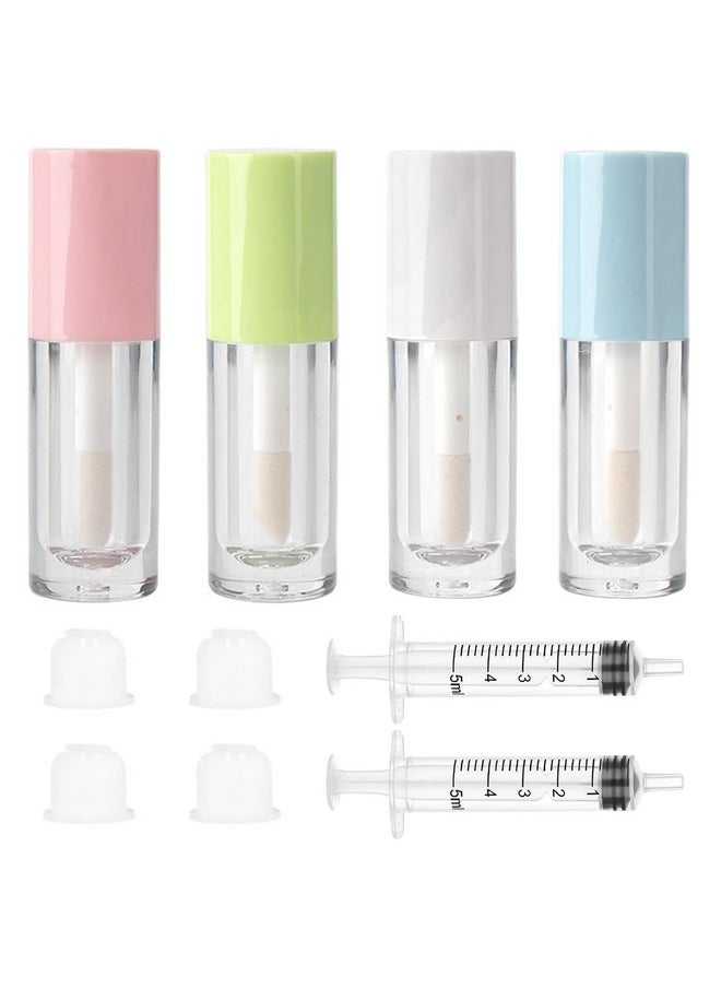 Qeuly 4 Piece Lip Gloss Tubes, 6ml Empty Lip Gloss Tubes with Wand, Clear Plastic Lip Gloss Containers for Skin Care Oil DIY Makeup Lipgloss Making Kit (D25xH86mm)