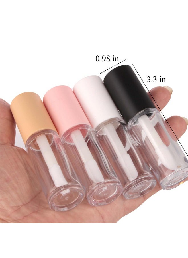 Qeuly 4 Piece Lip Gloss Tubes, 6ml Empty Lip Gloss Tubes with Wand, Clear Plastic Lip Gloss Containers for Skin Care Oil DIY Makeup Lipgloss Making Kit (D25xH86mm)